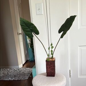 Elegant Green Leaf Arrangement in Brown Vase